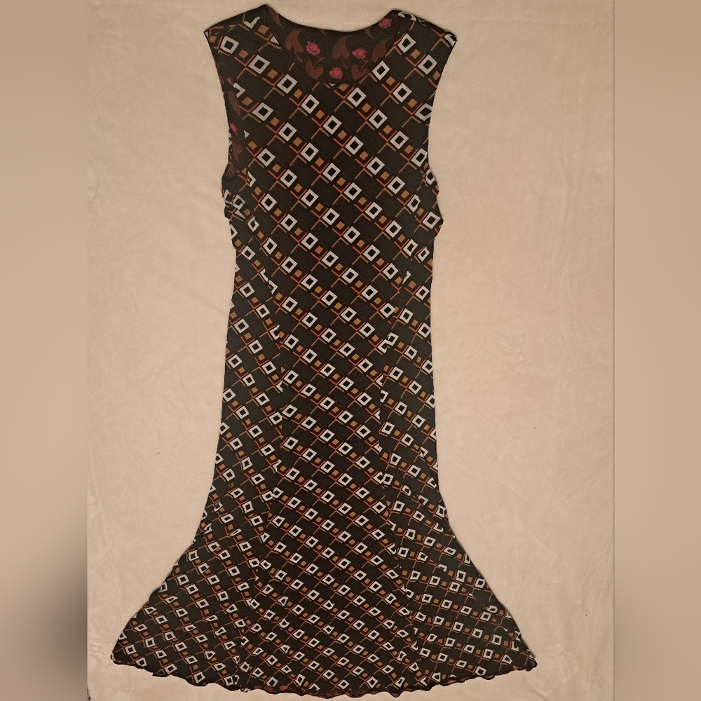Diane Von Furstenberg reversible mesh dress,sz small in Cherry leaf & Geometric